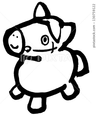 毛筆畫，玩具馬，單色 130759122