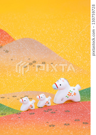 Year of the Horse New Year's Material: A horse and its child running through the fields 130759728