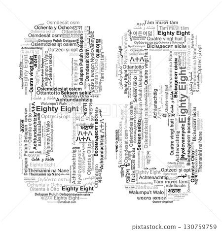 Number 88 Made from "Eighty Eight" in Various Languages Number 88 Made from "Eighty Eight" in Various Languages 130759759