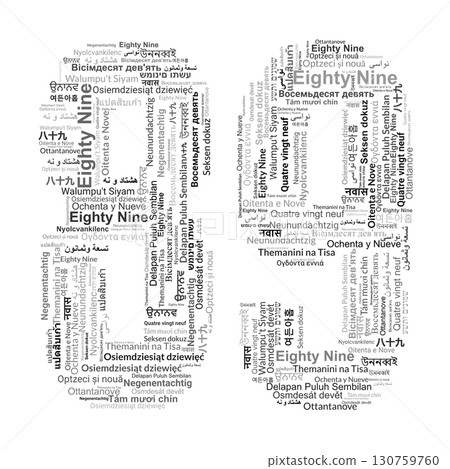 Number 89 Made from "Eighty Nine" in Various Languages 130759760