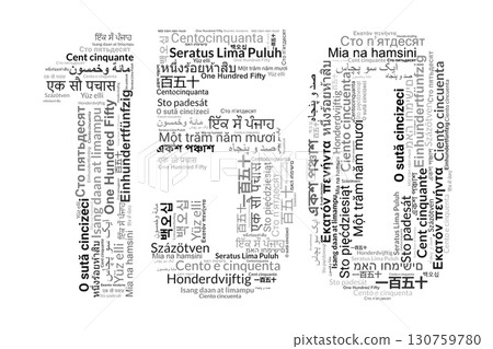 Number 150 Made from "One Hundred Fifty" in Various Languages Number 150 Made from "One Hundred Fifty" in Various Languages 130759780