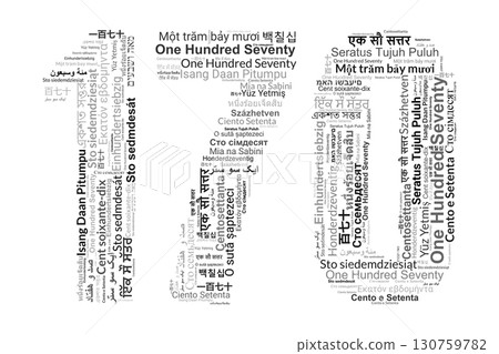 Number 170 Made from "One Hundred Seventy" in Various Languages 130759782