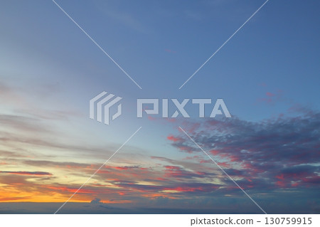 Evening view from Mt. Wanizuka: sunset sky Evening view from Mt. Wanizuka: sunset sky 130759915