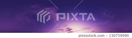 Sunset sky with bright glowing pink Cirrus clouds. Seamless spherical HDR 360 panorama. Full zenith or sky dome in 3D, sky replacement for aerial drone panoramas. Climate and weather change. Sunset sky with bright glowing pink Cirrus clouds. Seamless spherical HDR 360 panorama. Full zenith or sky dome in 3D, sky replacement for aerial drone panoramas. Climate and weather change. 130759990
