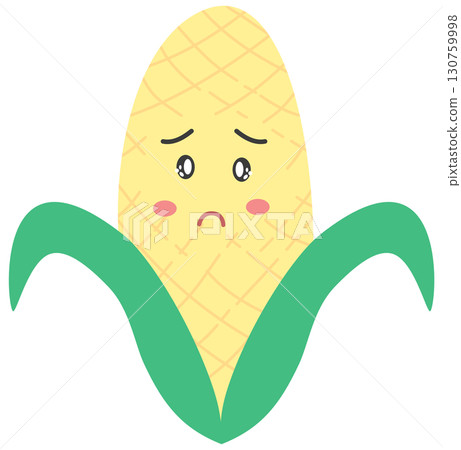 cute and minimal corn with sad face 130759998