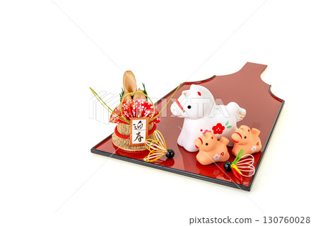 馬年新年材質可愛親子馬和羽子板裝飾 130760028