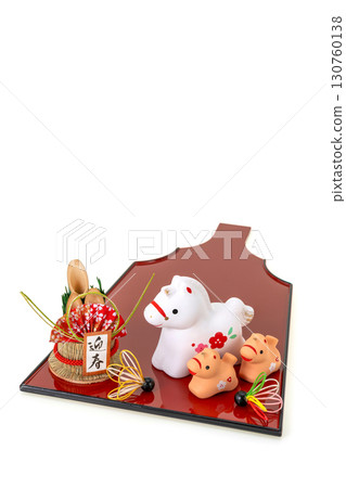 Year of the Horse New Year's Material Cute Parent and Child Horse and Hagoita Decoration 130760138