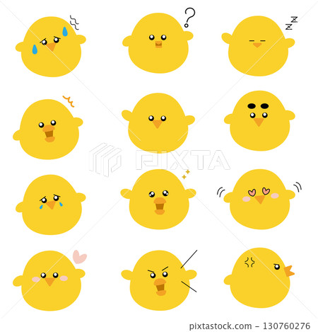 Cute chick facial expression set 130760276