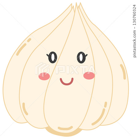 cute and minimal garlic with smiling face 130760324