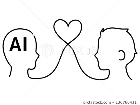 A simple illustration of a man falling in love with AI A simple illustration of a man falling in love with AI 130760431