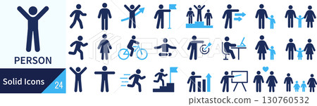 Vector various people silhouette icon set 130760532