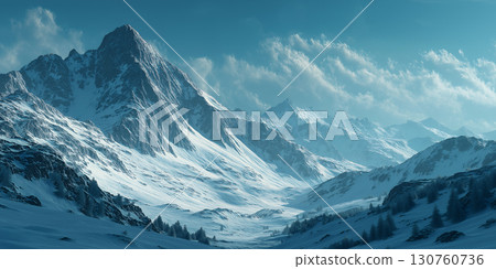 雄偉的白雪皚皚的阿爾卑斯山 130760736