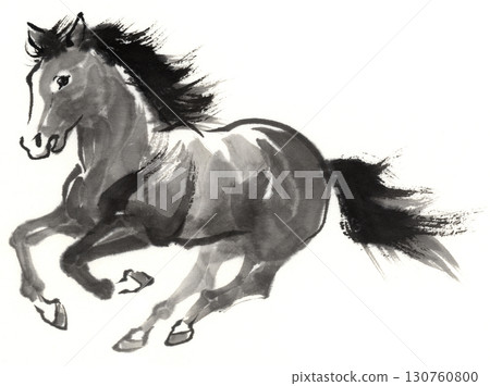 Ink painting Running horses 130760800