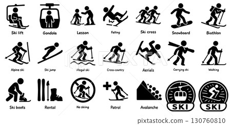 Ski Resort Activity Silhouette 130760810