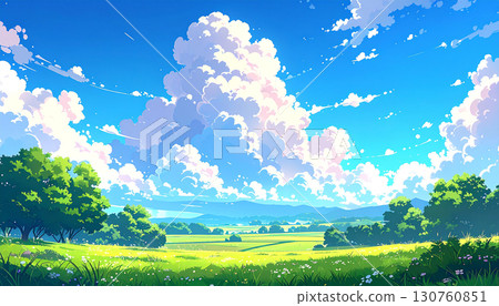 草原景觀生成AI背景 130760851
