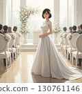 Beautiful bride in a wedding dress 130761146