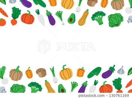 Vegetables banner. Fresh vegetables. Healthy eating. Organic farm company design template. Vector illustration. Vegetables banner. Fresh vegetables. Healthy eating. Organic farm company design template. Vector illustration. 130761169