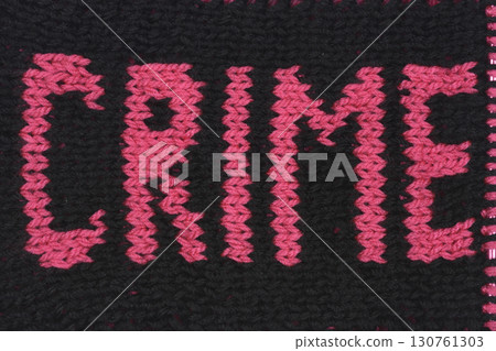 Knitted sample with the word 'CRIME' Knitted sample with the word 'CRIME' 130761303