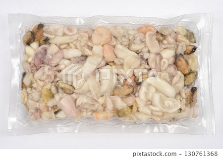 Package of frozen mixed seafood Package of frozen mixed seafood 130761368