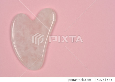 Rose quartz gua sha facial tool 130761373