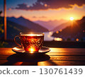 黃昏時分的桌上茶 130761439