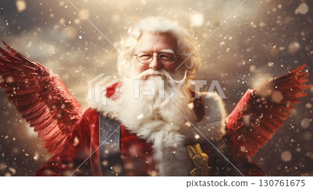 Enchanted Santa Claus in a Magical Snowfall. Generative ai 130761675