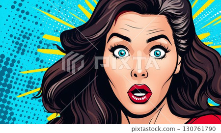 Surprised Woman in Pop Art Style. Generative ai 130761790