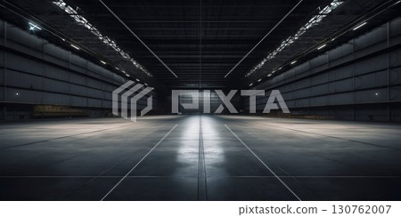 Vacant Airplane Hangar Interior. Generative ai 130762007