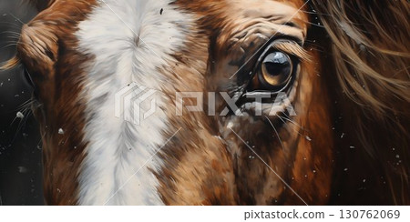 Captivating Horse Eye Close-Up. Generative ai Captivating Horse Eye Close-Up. Generative ai 130762069