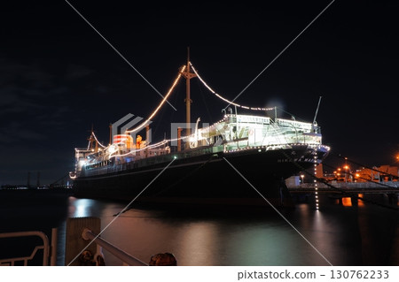 Hikawa Maru illuminated at night 130762233