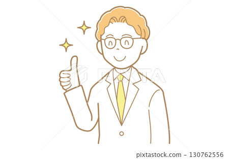 一位身穿白大褂的金髮男子豎起大拇指的插圖 130762556