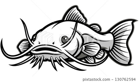 Fierce Albino Catfish Mascot Design Illustration 130762594