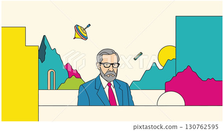 A Colorful Portrait of a Distinguished Gentleman 130762595