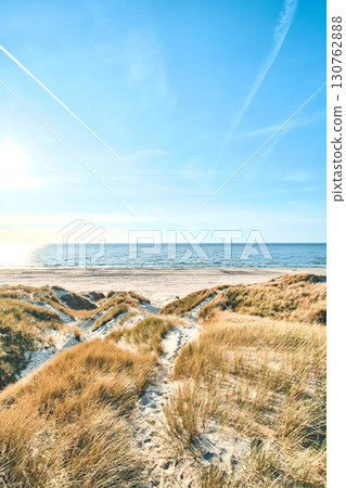 wide beach with dunes at danish coast wide beach with dunes at danish coast 130762888