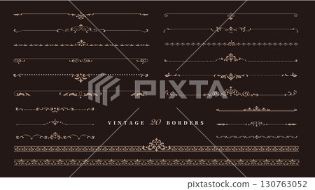Vintage border set, antique decorative elements Vintage border set, antique decorative elements 130763052