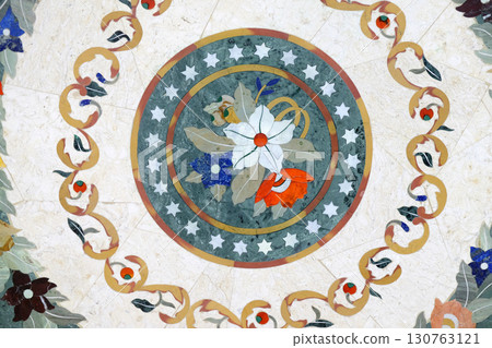 Traditional colorful floral marble tabletops for sale in Agra, Uttar Pradesh, India 130763121