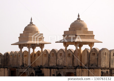 Architectural detail of Amber Fort in Jaipur, Rajasthan, India Architectural detail of Amber Fort in Jaipur, Rajasthan, India 130763132