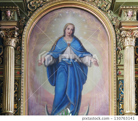 Our Lady, altarpiece in the Basilica of the Sacred Heart of Jesus in Zagreb, Croatia Our Lady, altarpiece in the Basilica of the Sacred Heart of Jesus in Zagreb, Croatia 130763141