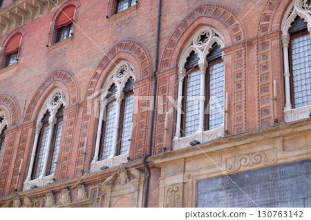Windows, Palazzo Comunale Palace Building - City Hall in Bologna, Italy 130763142