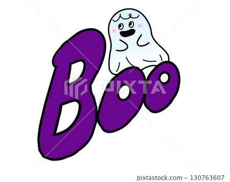 A simple design with a cute ghost and big purple BOO letters | Ghost, BOO, Haunted, Halloween 130763607