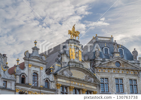 Grand Place evening view and guild houses/Brussels, Belgium 130763738