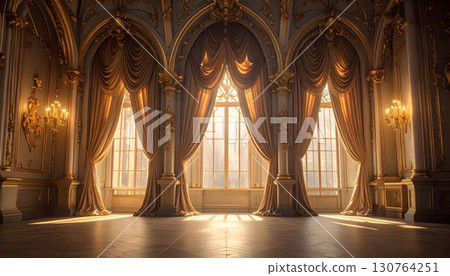 A window with gorgeous curtains and an empty floor A window with gorgeous curtains and an empty floor 130764251