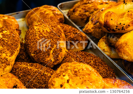 Baklava - a national Turkish dessert. Honey sweet pastry. Sweet food 130764256