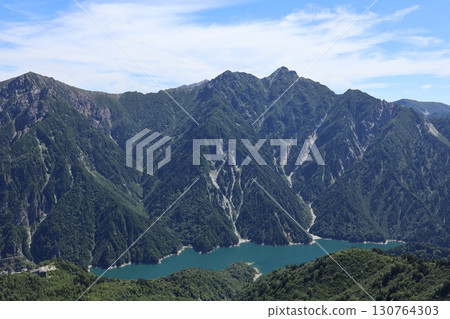 Spectacular view of Mt. Tateyama and Lake Kurobe from Daikanbo Spectacular view of Mt. Tateyama and Lake Kurobe from Daikanbo 130764303