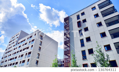 Modern elements in contemporary architecture. Architectural details of a modern apartment building. Modern elements in contemporary architecture. Architectural details of a modern apartment building. 130764311