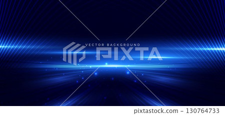 Scene glowing blue light ray on dark blue background. Technology speed car, communication data concept. 130764733