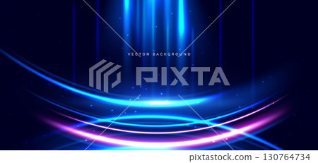 Abstract blue beam vertical on dark blue background. Speed motion moving movement concept. 130764734