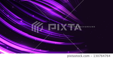 Abstract technology background with purple geometric glowing curve lines. 130764764