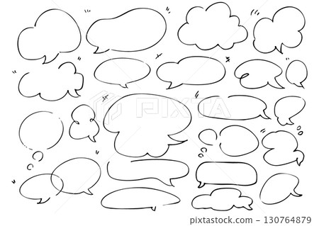 Vector illustration of hand-drawn speech bubbles. Frame, simple, speech bubble 130764879