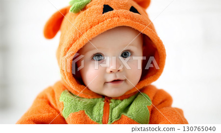 萬聖節服裝中的嬰兒肖像 130765040